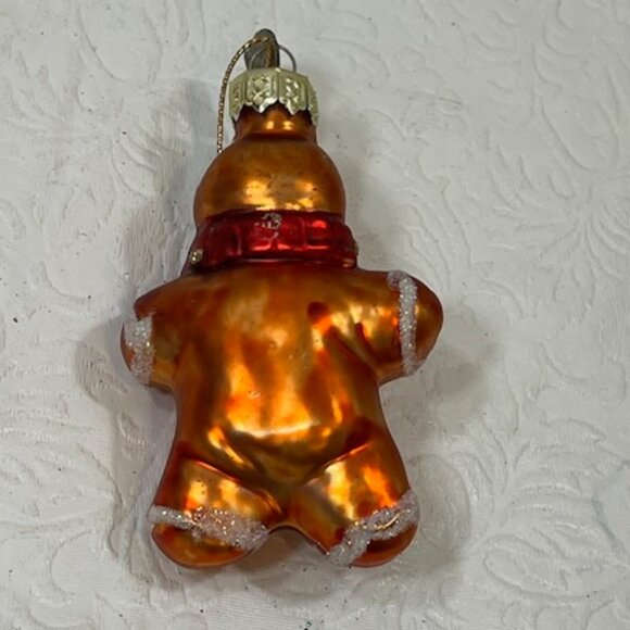 VTG Gingerbread Man Glass Glitter Christmas Tree Ornament 3.5"x2" - Picture 3 of 7